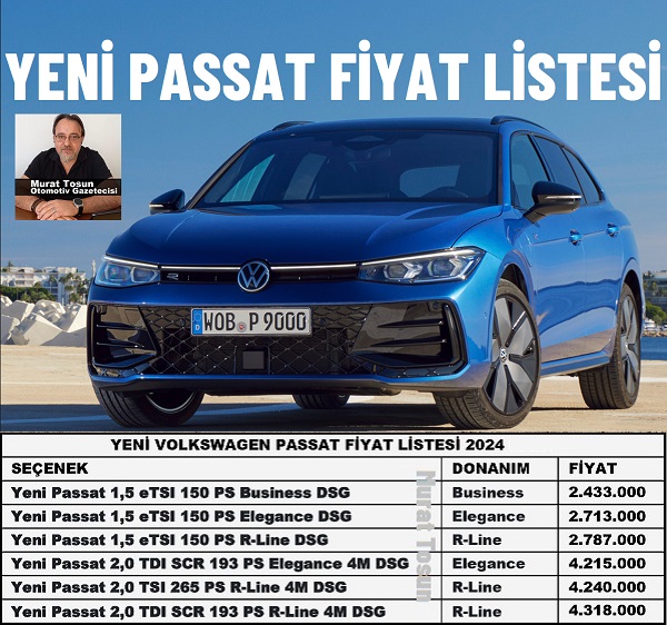 Yeni Passat Fiyat Listesi 0 km